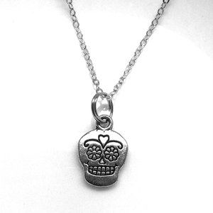Miniature Sugar Skull Charm Necklace